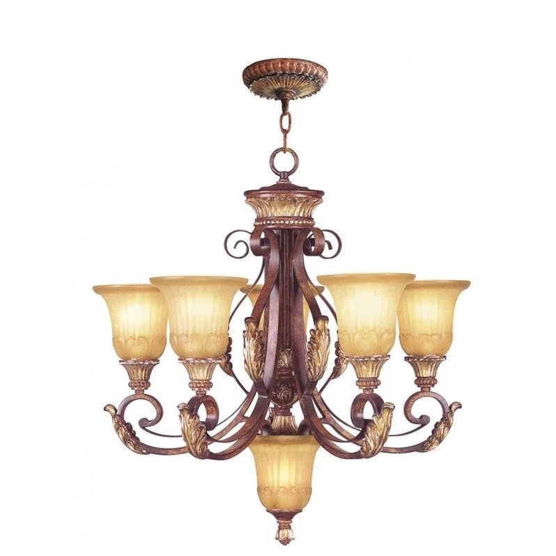 Livex Lighting Villa Verona Chandelier in Bronze with Aged Gold Leaf Multi-Color