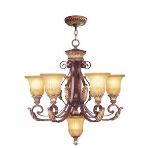 Livex Lighting Villa Verona Chandelier in Bronze with Aged Gold Leaf Multi-Color