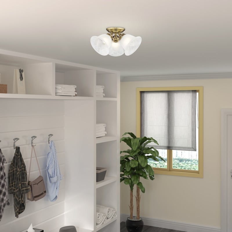 Livex Lighting Essex Ceiling Mount in Antique Brass