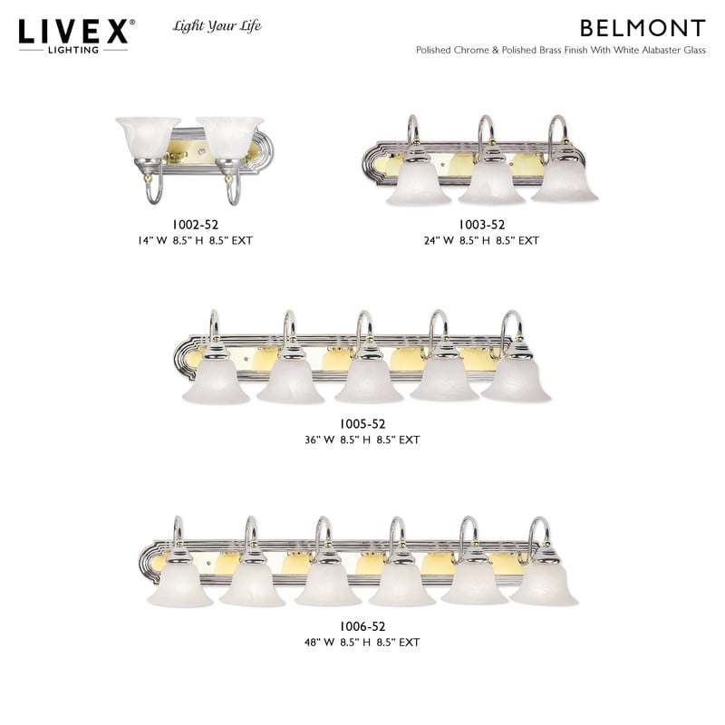 Livex Lighting Belmont Chrome and Polished Brass 5 Bath Light in Multi-Color