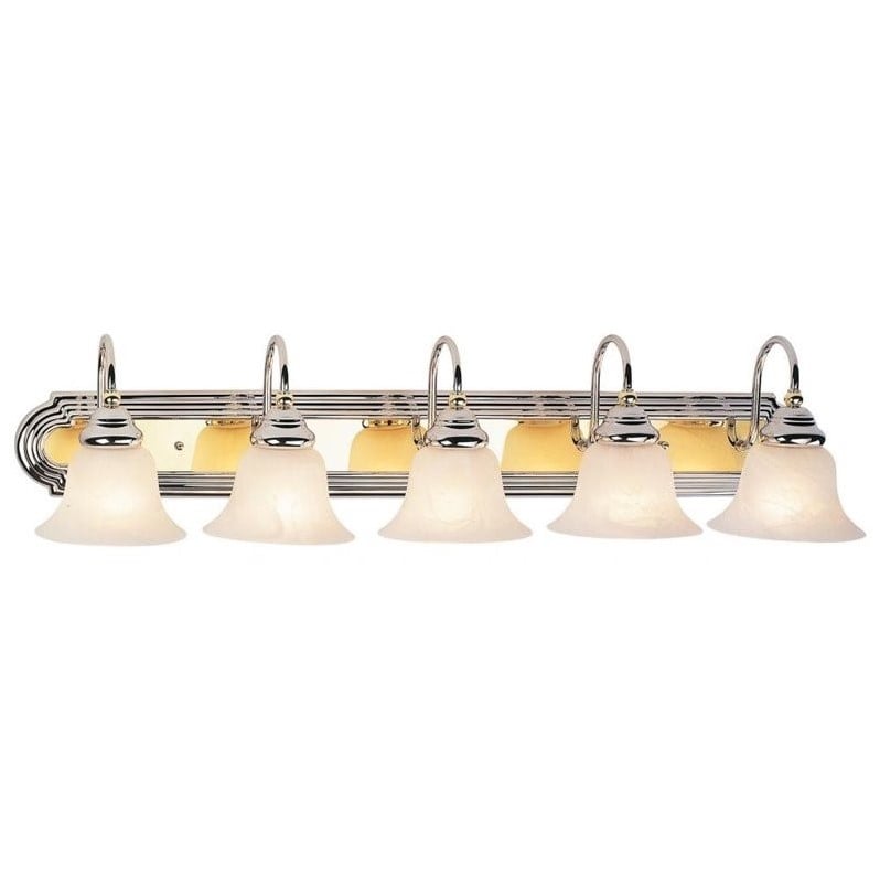 Livex Lighting Belmont Chrome and Polished Brass 5 Bath Light in Multi-Color