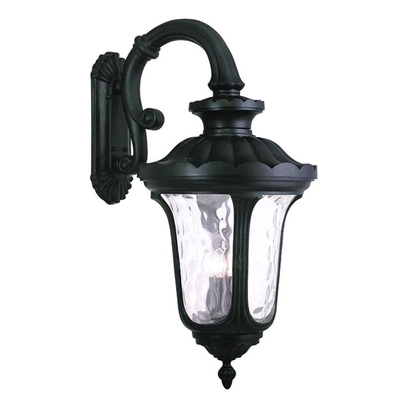 Livex Lighting Oxford Cast Aluminum Outdoor Wall Lantern in Black