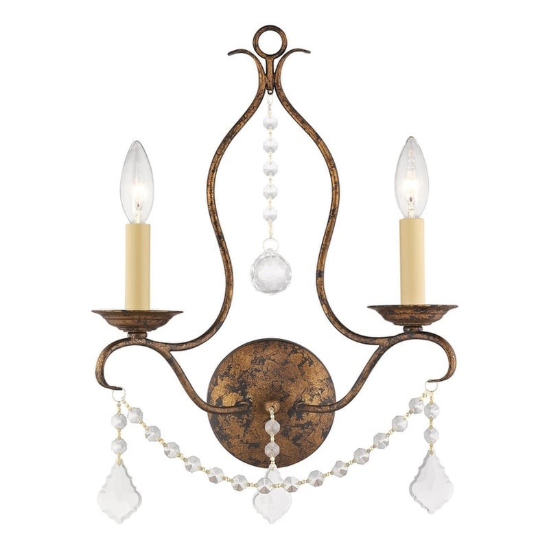 Livex Lighting Chesterfield 2 Light Venetian Golden Bronze Wall Sconce