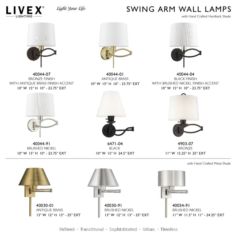 Livex Lighting  Swing Arm Wall Lamp in Black