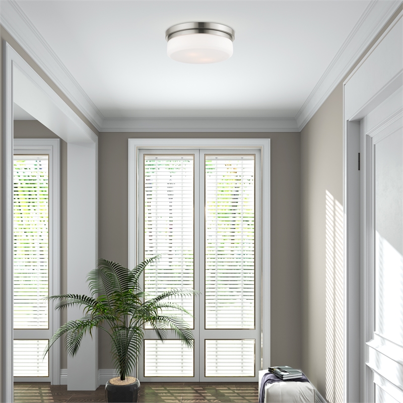Livex Lighting Stratus 2-Ligth Metal & Glass Ceiling Mount in Brushed Nickel