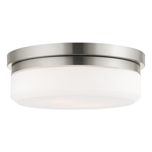 Livex Lighting Stratus 2-Ligth Metal & Glass Ceiling Mount in Brushed Nickel