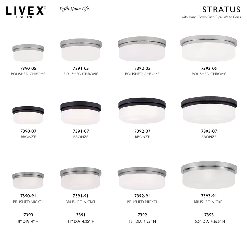 Livex Lighting Stratus 3-Light Metal & Glass Ceiling Mount in Polished Chrome
