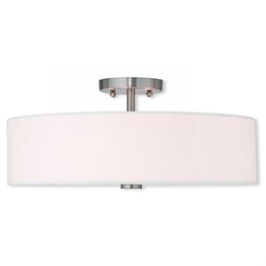 Livex Lighting Meridian 8&quot 4-Light Metal Semi Flush Mount in Brushed Nickel
