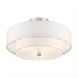 Livex Lighting Meridian 3-Light Metal & Fabric Ceiling Mount in Brushed Nickel