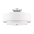 Livex Lighting Meridian 3-Light Metal & Fabric Ceiling Mount in Brushed Nickel