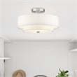 Livex Lighting Meridian 3-Light Metal & Fabric Ceiling Mount in Brushed Nickel
