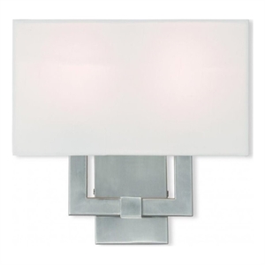 Livex Lighting 13&quot 2-Light Metal & Fabric ADA Wall Sconce in Brushed Nickel