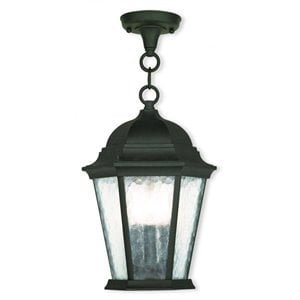 livex lighting hamilton outdoor chain-hang lantern in textured black