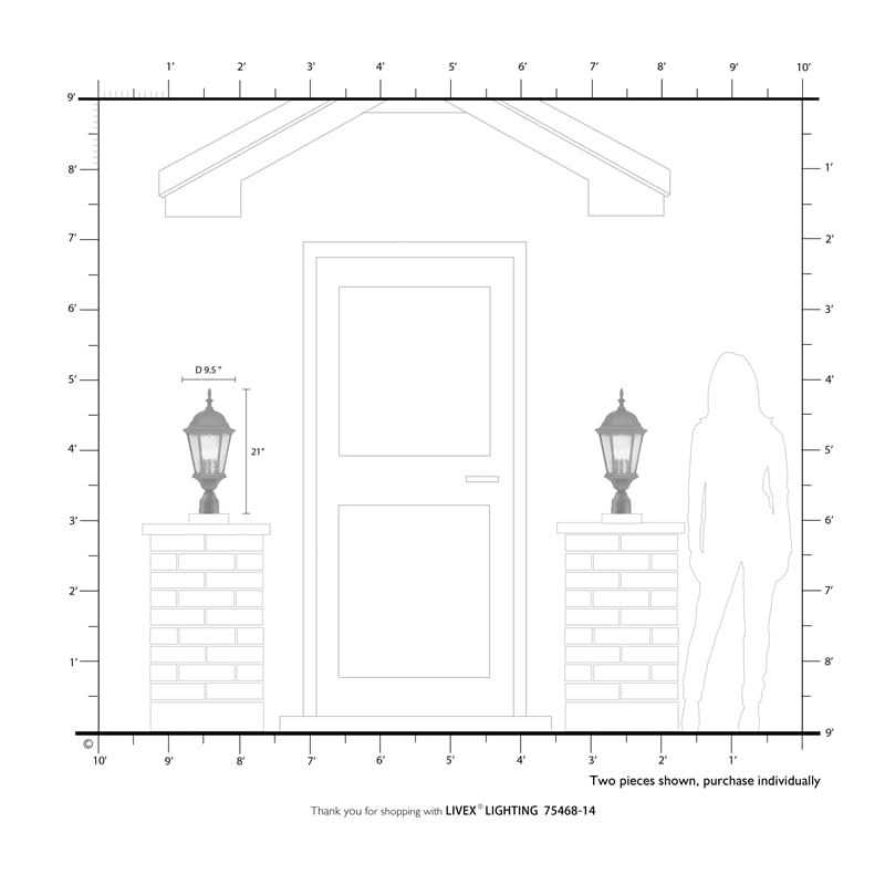 Livex Lighting Hamilton 3-Light Metal Outdoor Post Top Lantern in Textured Black