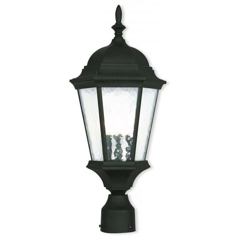 Livex Lighting Hamilton 3-Light Metal Outdoor Post Top Lantern in Textured Black