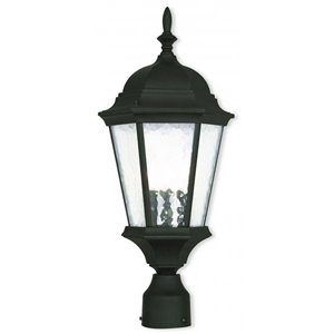 Livex Lighting Hamilton 3-Light Metal Outdoor Post Top Lantern in Textured Black