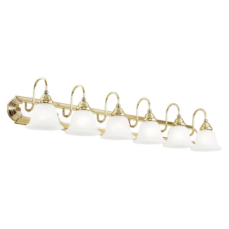 Livex Lighting Belmont 6 Bath Polished Brass and Chrome Light in Multi-Color
