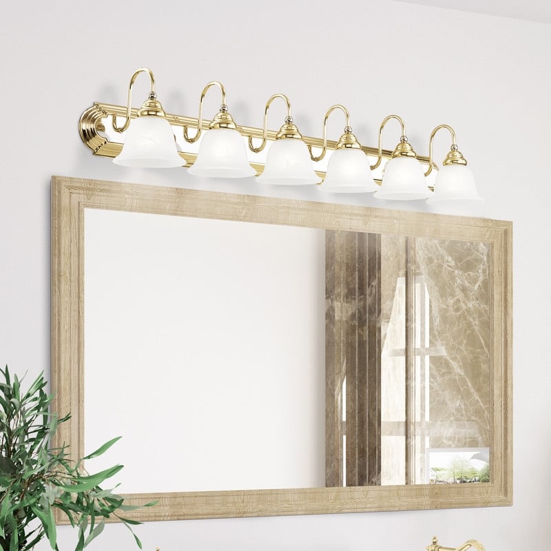 Livex Lighting Belmont 6 Bath Polished Brass and Chrome Light in Multi-Color