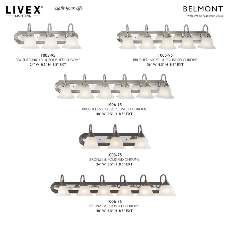 Livex Lighting Belmont 6 Bath Light in Brushed Nickel and Chrome