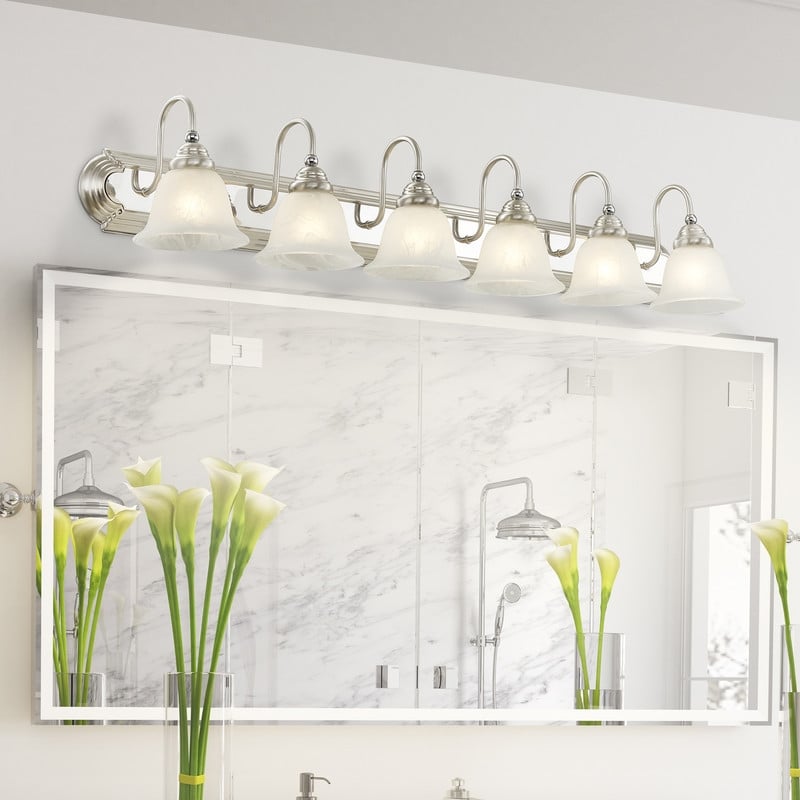 Livex Lighting Belmont 6 Bath Light in Brushed Nickel and Chrome