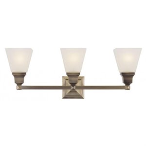 livex lighting mission 3 bath light in antique brass