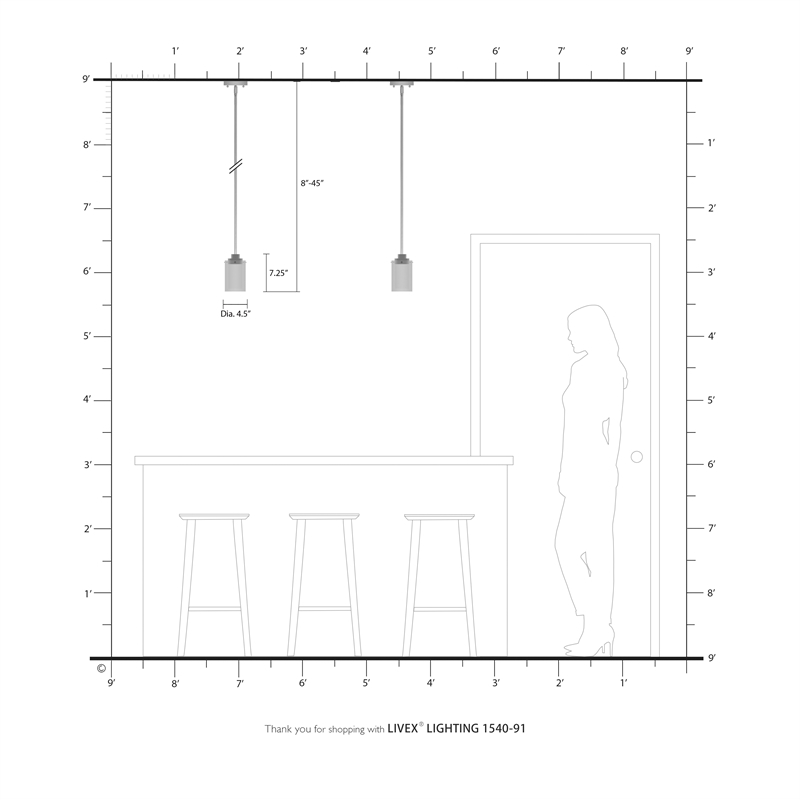 Livex Lighting Manhattan 1-Light Metal & Glass Single Pendant in Brushed Nickel