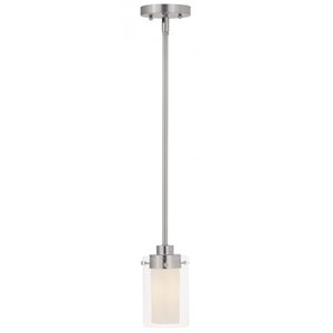 Livex Lighting Manhattan 1-Light Metal & Glass Single Pendant in Brushed Nickel
