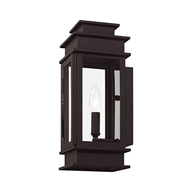 Livex Lighting Princeton 1-Light Brass Outdoor Wall Lantern in Bronze