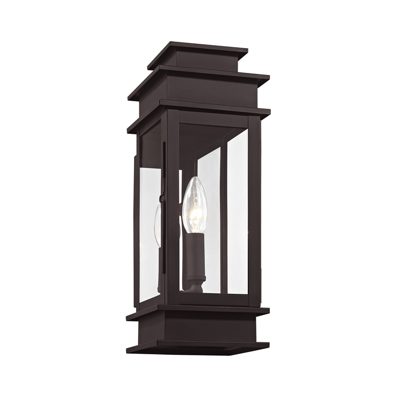 Livex Lighting Princeton 1-Light Brass Outdoor Wall Lantern in Bronze