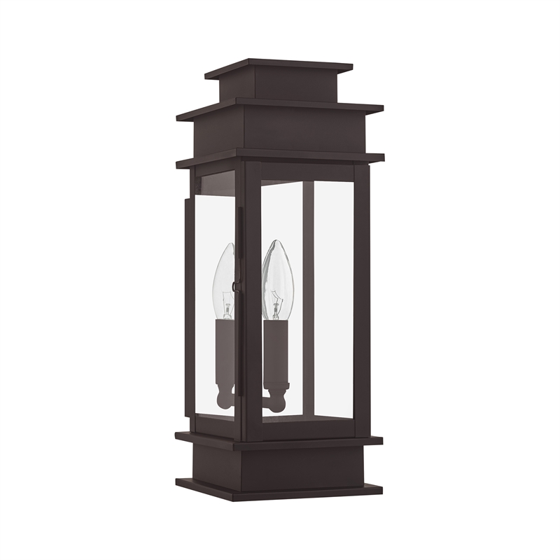 Livex Lighting Princeton 1-Light Brass Outdoor Wall Lantern in Bronze