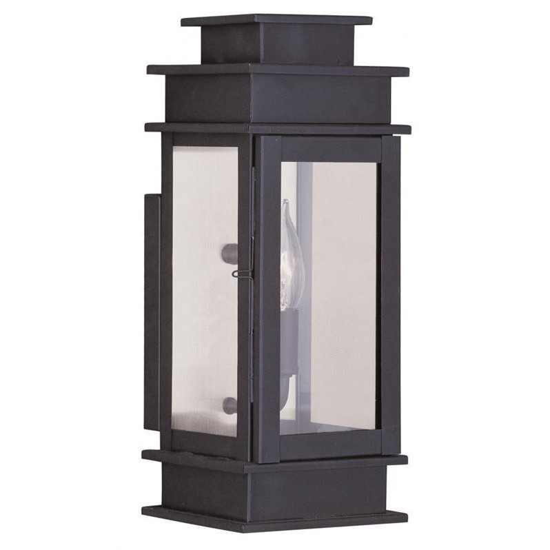 Livex Lighting Princeton 1-Light Brass Outdoor Wall Lantern in Bronze