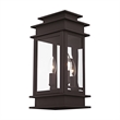Livex Lighting Princeton 2-Light Brass & Glass Outdoor Wall Lantern in Bronze