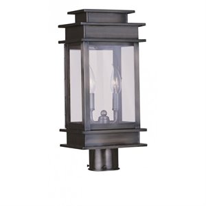 Livex Lighting Princeton 2 Light Outdoor Post Head in Vintage Pewter