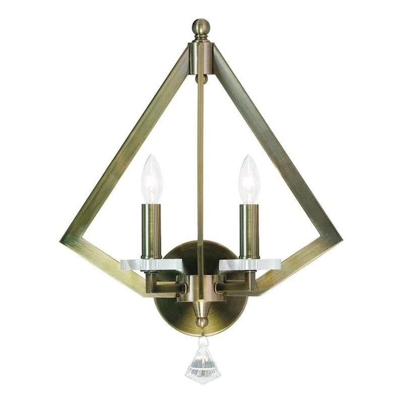 Livex Lighting Diamond 2 Light Wall Sconce in Antique Brass