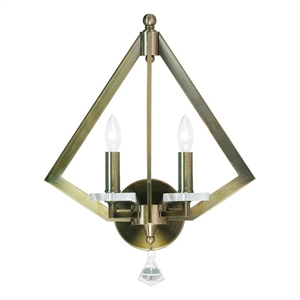 Livex Lighting Diamond 2 Light Wall Sconce in Antique Brass
