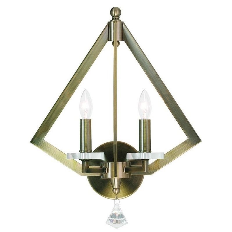 Livex Lighting Diamond 2 Light Wall Sconce in Antique Brass