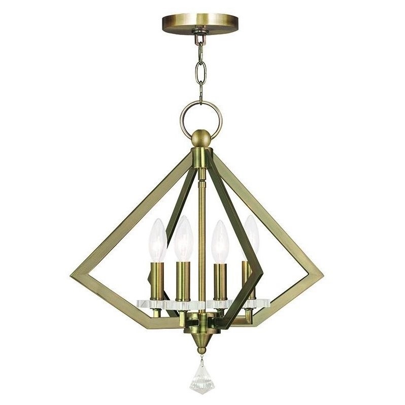 Livex Lighting Diamond Chandelier in Antique Brass