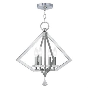 Livex Lighting Diamond Chandelier in Brushed Nickel