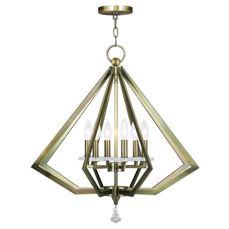 Livex Lighting Diamond Chandelier in Antique Brass