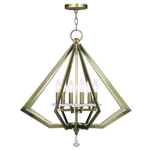 Livex Lighting Diamond Chandelier in Antique Brass