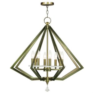 Livex Lighting Diamond Chandelier in Antique Brass