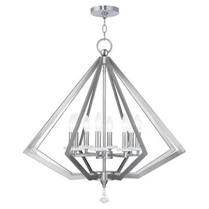 Livex Lighting Diamond Chandelier in Brushed Nickel