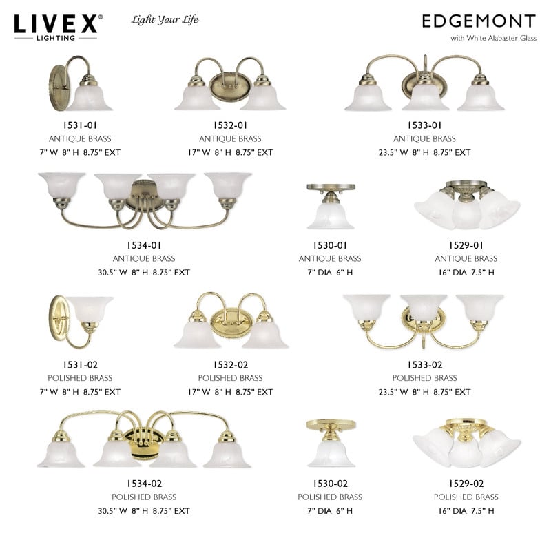 Livex Lighting Edgemont Ceiling Mount in Polished Brass