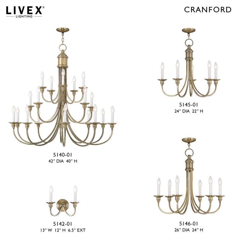Livex Lighting Cranford Chandelier in Antique Brass