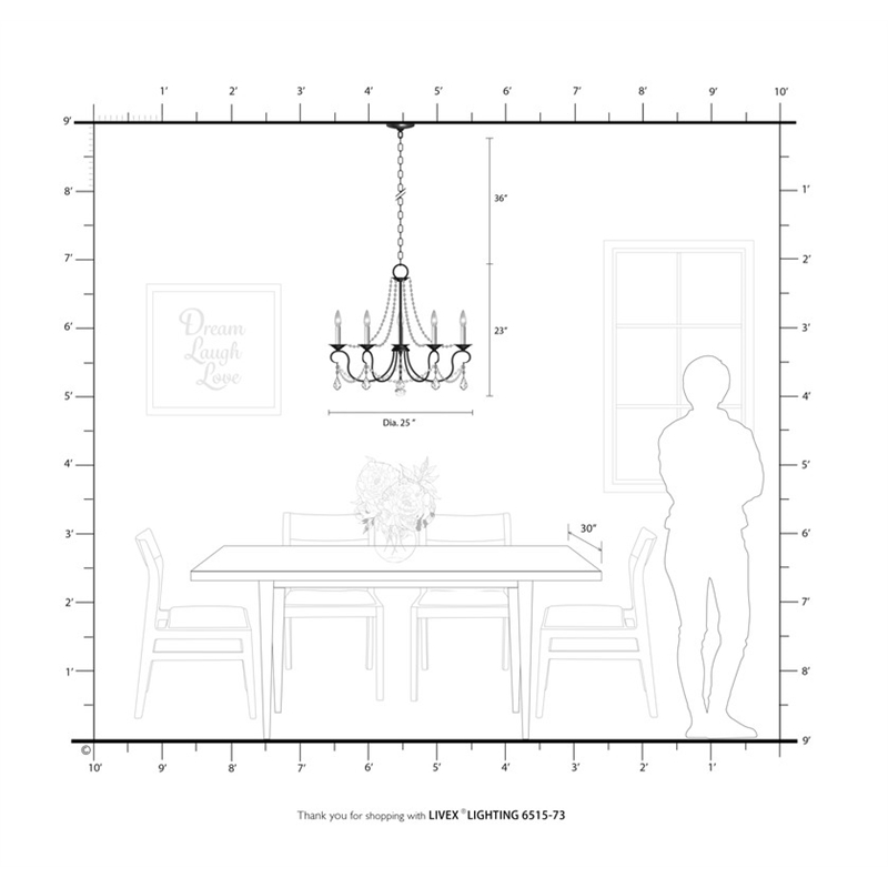 Livex Lighting Pennington Chandelier in Hand Painted Antique Silver Leaf