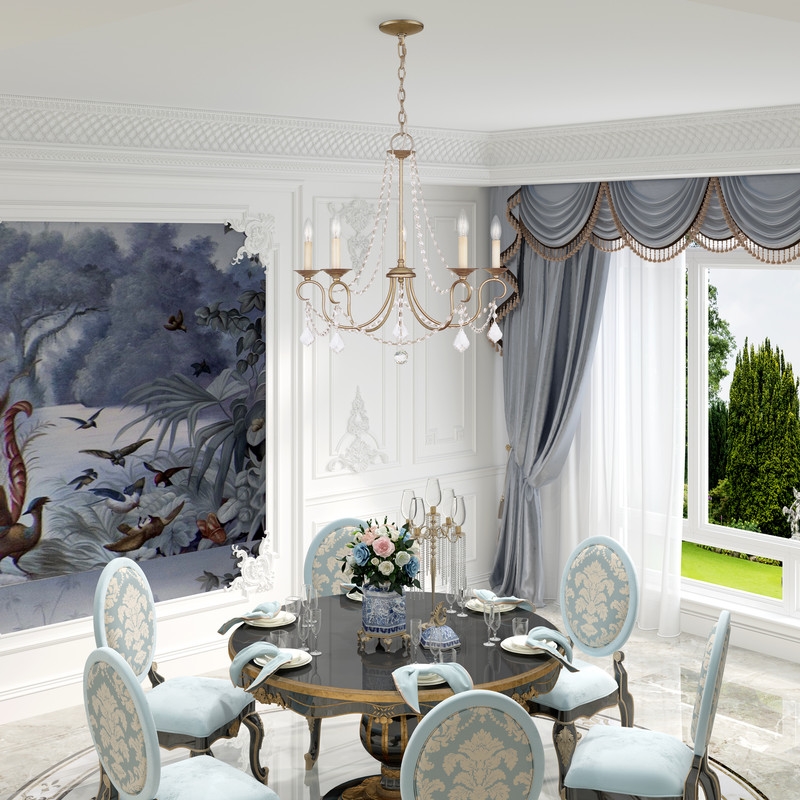 Livex Lighting Pennington Chandelier in Hand Painted Antique Silver Leaf