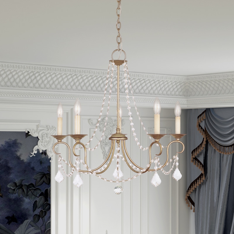 Livex Lighting Pennington Chandelier in Hand Painted Antique Silver Leaf