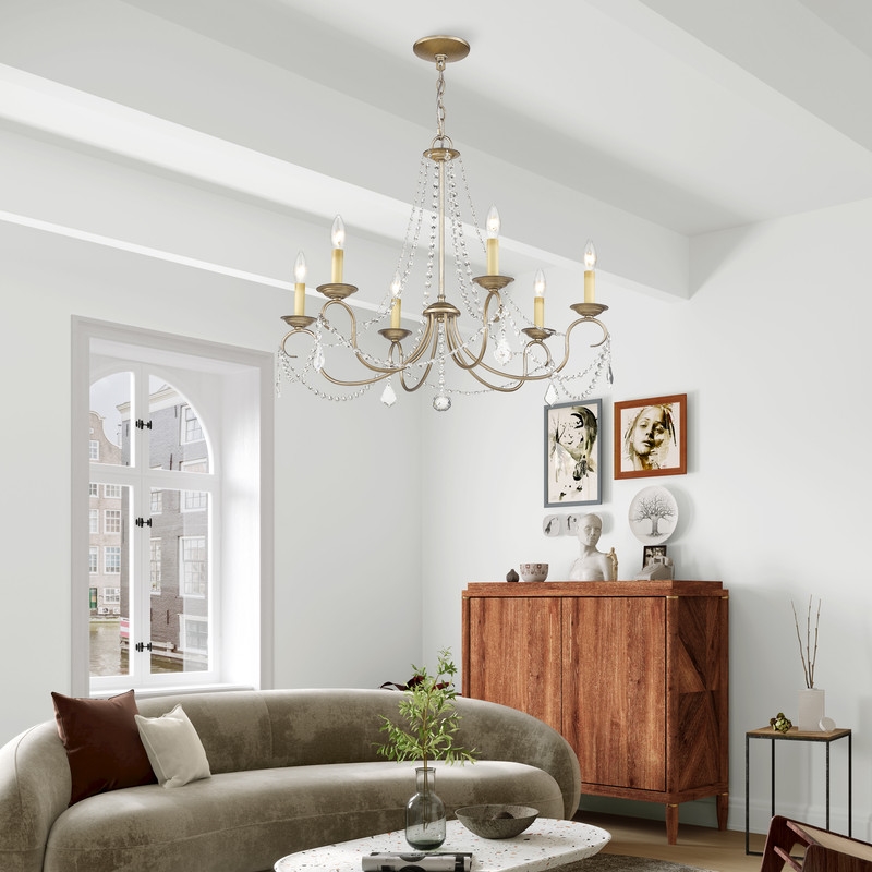 Livex Lighting Pennington Chandelier in Hand Painted Antique Silver Leaf