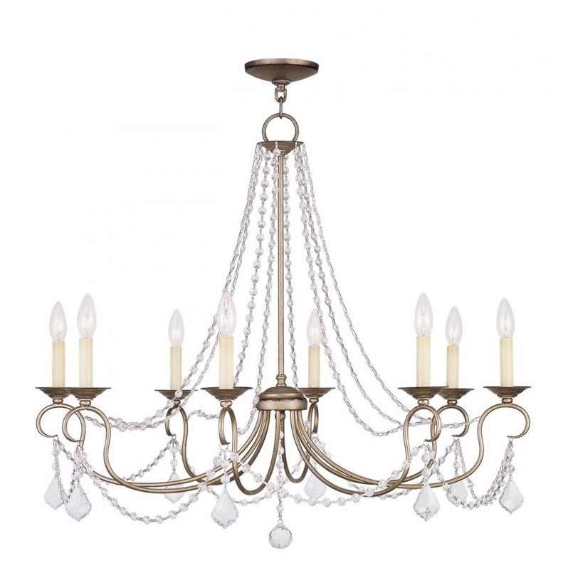 Livex Lighting Pennington Chandelier in Hand Painted Antique Silver Leaf