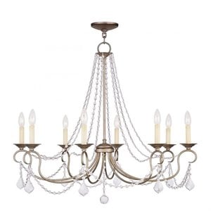 Livex Lighting Pennington Chandelier in Hand Painted Antique Silver Leaf
